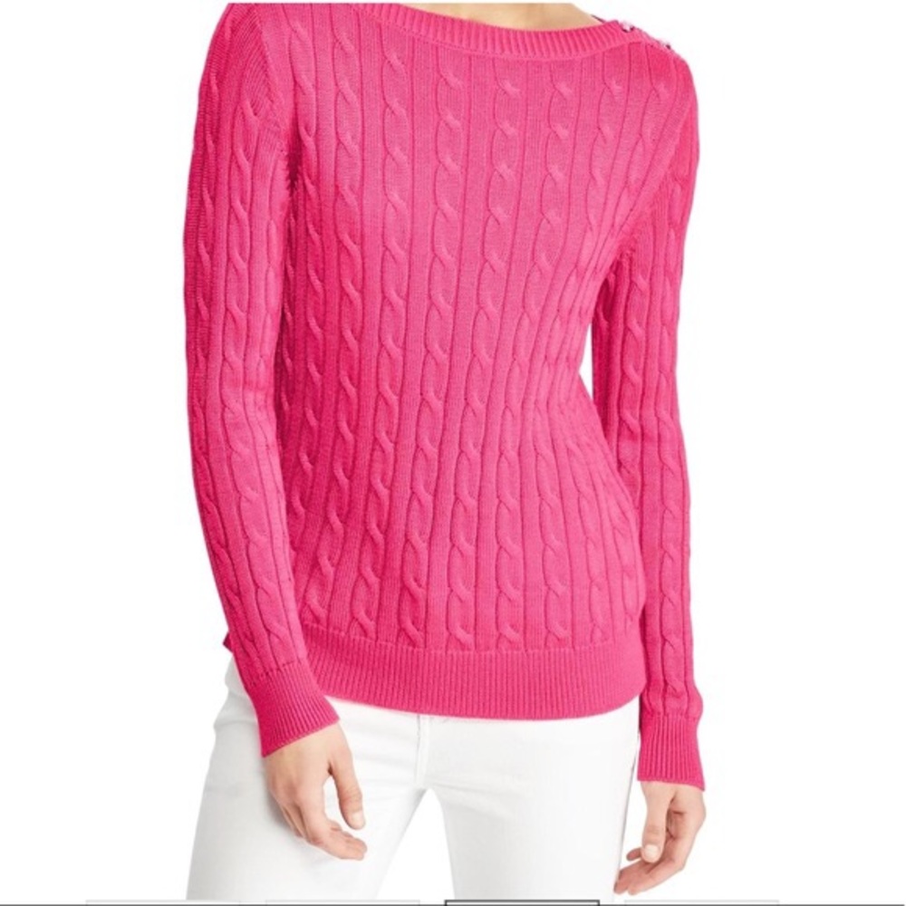 Lauren Ralph Lauren Hot Pink Cable Knit Sweater